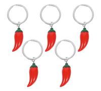 CTIRCHIU Llavero Decorativo Paquete de 5 Piezas de Aleación Forma de Chile Rojo , Simulación Realista y Diseño Único para Fiestas y Regalos
