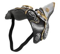 CTIRCHIU Máscara de Médico Peste Steampunk Ajustable para Adultos, Máscara Gótica de Pájaro Negra y Plateada para Cosplay y Disfraz de Halloween, Accesorio Terrorífico para Fiestas