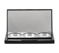 CTIRCHIU Paleta de Sombras de Ojos Negra Portátil 3 Compartimentos y Ranura para Pincel, Organizador de Maquillaje Recargable de Plástico para Mujeres y Niñas