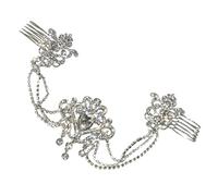 CTIRCHIU Peineta de Novia Plateada Cadena Decorativa, Accesorio Cabello Gemas de Imitación, Peine Lateral para Boda y Eventos Obsequios, Pieza Elegante para Mujer