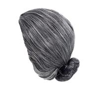 CTIRCHIU Peluca de Anciana para Halloween Moño Recogido, Fibra de Alta Temperatura, Color Gris Oscuro, Ajustable y Cómoda para Disfraz de Mujer en Fiestas y Teatro