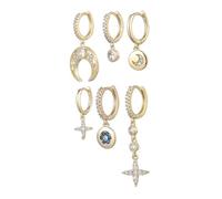 CTIRCHIU Pendientes De Luna y Estrellas Multipack Para Mujer Aretes Decorativos No Oxidables
