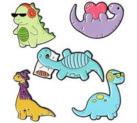 CTIRCHIU Pin De Dinosaurio Colorido Conjunto De 5 Broches De Dibujos Animados Broche De Moda Para Mujer Adorno Encantador Para Mochilas Decoración Divertida Para Cumpleaños