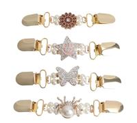CTIRCHIU Pinza para Cárdigan Dorada de Metal Vintage Cierre Firme y Diseño Delicado para Chal y Chaqueta Ligera en Estilo Elegante y Retro, Paquete de 4 Piezas