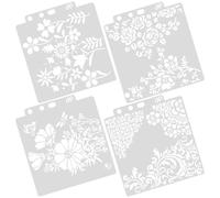CTIRCHIU Plantillas de Dibujo de Flores Reutilizables 4 Piezas Plantilla para Pintar Paredes y Manualidades DIY para Decoración del Hogar