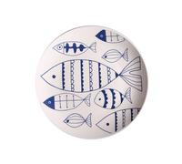 CTIRCHIU Plato de Cerámica de 8 Pulgadas Diseño de Pez Pintado a Mano, Acabado Esmaltado Brillante y Estilo Artístico para Mesa y Decoración
