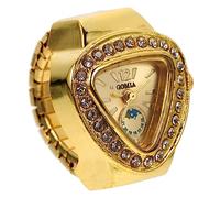 CTIRCHIU Reloj de Anillo de Dedo Decorativo Pequeño Acero Inoxidable Vidrio Casual para Mujer Uso Diario Color Dorado