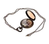 CTIRCHIU Reloj de Bolsillo Retro de Cuarzo Mapa del Mundo en Relieve y Tic Watch, Ligero Números Romanos Grandes para Regalos para Papá