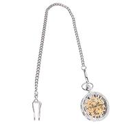 CTIRCHIU Reloj y Estilo Decorativo Clásico Mecánico Vintage para Hombre de Bolsillo Cuerda Manual, Diseño Hueco y Aleación Plateada, Fácil de Visualizar