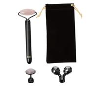 CTIRCHIU Rodillo Facial de Jade Auténtico de Cristal y Aleación, Masajeador Facial Antiarrugas para Piel Radiante y Rejuvenecimiento del Rostro