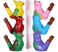 CTIRCHIU Silbato Niños de Cerámica en Forma de Pájaro con Cordón, Juguete Musical Educativo que Mejora la Discriminación del Ritmo Sonoro, Pack de 6 Color Aleatorio Estilo Aleatorio