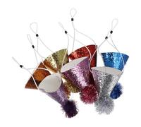 CTIRCHIU Sombreros de Fiesta de Cumpleaños Infantiles de Papel Multicolor con Pompones, 7 Unidades Mini Gorros de Cono Peluches, Decoración para Fiestas y Sesiones de Fotos