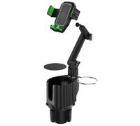 CTIRCHIU Soporte para Teléfono Móvil con Portavasos Expandible, Soporte Ajustable con Bola Giratoria 360° para Coche, Compatible con Botellas y Tazas, Color Verde, Adecuado para