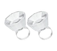 CTIRCHIU Soportes para Pegamento de Pestañas de Cristal Blanco, Anillos Resistentes a Roturas Acero Inoxidable para Maquillaje y Microblading, Pack de 2 Unidades