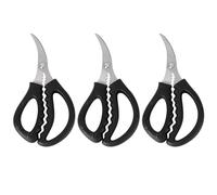 CTIRCHIU Tijeras de Cocina de Acero Inoxidable Negro 3piezas para Cortar Línea de Camarones y Mariscos Diseño Curvado para Uso Multifuncional en Cocina