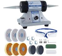CTISMICE - Pulidora de banco de joyería, máquina de pulir de mesa de velocidad variable ajustable, amoladora de búfer de 450 W con 8 ruedas de pulido, 2 piezas de compuesto de pulido, anteojos de