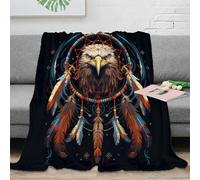 CTJQHVKZ EagleDreamCatcher - Manta mullida de microfibra con estampado 3D, ultrasuave, cálida, estilo NativeArtStyle, lavable a máquina, no se desprende, para trabajadores de oficina, estudiantes