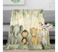 CTJQHVKZ Estampado 3D Baby Jungle Animals Manta de Descanso Microfibra Ropa de Cama Suave Dibujo Animado de Plaid de Descanso cálido y Transpirable Lavable para Relax 70×80inch(180x200cm)