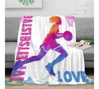 CTJQHVKZ Estampado 3D BasketballPlayer Manta de Cama Microfibra Ropa de Cama esponjosa y cálida WatercolorArteStyle Manta de sofá Lavable para Regalos de Bienvenida a casa 70×80inch(180x200cm)