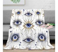 CTJQHVKZ Estampado 3D Blue-Eyed Symbols Manta de Siesta Microfibra Ropa de Cama no desprende Pelusa arteistic Mystical Plaid de Siesta cálido para Estudiantes en Pausa de Estudio 80×90inch(200x230cm)