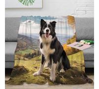 CTJQHVKZ Estampado 3D Border Collie Perro frazada Microfibra Ropa de Cama Transpirable Al Aire Libre Nat Plaid de frazada Suave para Estudiantes Durante Clases Online 80×90inch(200x230cm)