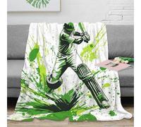 CTJQHVKZ Estampado 3D Cricket Player Action frazada Microfibra Ropa de Cama no desprende Pelusa Sports ilustracion Manta de Cama cálida para jóvenes en Familia 70×80inch(180x200cm)
