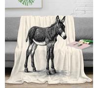 CTJQHVKZ Estampado 3D Donkey Sketch Manta para Todas Las Estaciones Microfibra Ropa de Cama versátil Hand Drawn Animal Arte frazada Suave 60x80inch(150x200cm)