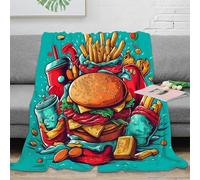 CTJQHVKZ Estampado 3D FastFoodBurger Manta de salón Microfibra Ropa de Cama Lavable en Lavadora Dibujo animadoStyleIlu Manta de salón Suave para Regalos para casa Nueva 40x50inch(100x130cm)
