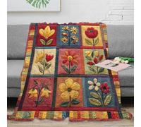 CTJQHVKZ Estampado 3D Floral Quilt Design Manta de Oficina Microfibra Ropa de Cama compacta Handmade Patchwork Manta de Descanso cálida para Trabajadores jóvenes en Remoto 80×90inch(200x230cm)