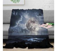 CTJQHVKZ Estampado 3D FullMoonNight Manta Microfibra Ropa de Cama Anti-Bolitas y cálida CosmicLandscapeStyle Plaid Compacto para jóvenes en traslados laborales 80×90inch(200x230cm)