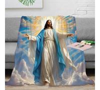 CTJQHVKZ Estampado 3D Jesus Christ Manta de habitación Microfibra Ropa de Cama Suave Divine Spiritual Arte Plaid de habitación cálido y Esponjoso Lavable para Descanso Nocturno 60x80inch(150x200cm)
