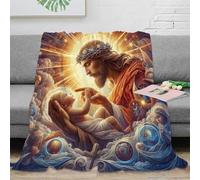 CTJQHVKZ Estampado 3D Jesus Christ Manta de Oficina Microfibra Ropa de Cama Lavable Religious Divine Arte Plaid de Oficina Suave y cálido no desprende Pelusa para Trabajo 80×90inch(200x230cm)