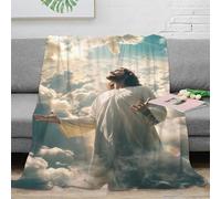 CTJQHVKZ Estampado 3D Jesus Christ Manta de salón Microfibra Ropa de Cama Elegante Spiritual Arte Plaid de salón Esponjoso para Regalos de Boda 40x50inch(100x130cm)