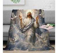 CTJQHVKZ Estampado 3D Jesus Christ Manta de Siesta Microfibra Ropa de Cama Lavable Religious Pintura 1 Manta de Oficina Suave para Regalos para compañeros de Trabajo 80×90inch(200x230cm)