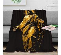 CTJQHVKZ Estampado 3D Jesus Figure Manta de Cama Microfibra Ropa de Cama Anti-Bolitas Religious Arte Plaid de Cama Suave para jóvenes Solteros 70×80inch(180x200cm)