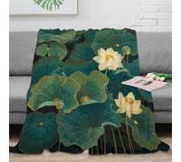 CTJQHVKZ Estampado 3D Lotus Flower frazada Microfibra Ropa de Cama térmica Botanical ilustracion Plaid de frazada Suave y cálido no desprende Pelusa para Uso doméstico 40x50inch(100x130cm)