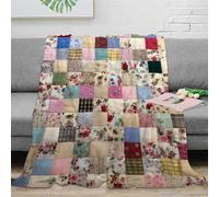 CTJQHVKZ Estampado 3D Patchwork Quilt Manta para Todas Las Estaciones Microfibra Ropa de Cama versátil Vintage Floral Design frazada Suave 80×90inch(200x230cm)