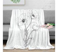 CTJQHVKZ Estampado 3D Poppy Flower frazada Microfibra Ropa de Cama térmica Botanical Line Arte Plaid de frazada Suave y cálido no desprende Pelusa para Uso doméstico 50x60inch(127x152cm)