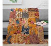 CTJQHVKZ Estampado 3D Quilt Squares Manta de Cama Microfibra Ropa de Cama Anti-Bolitas Floral Patchwork Plaid de Cama Suave para jóvenes Solteros 60x80inch(150x200cm)