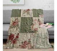 CTJQHVKZ Estampado 3D Rustic Quilt Design frazada Microfibra Ropa de Cama no desprende Pelusa Floral Patchwork Plaid de frazada Suave y cálido Lavable para casa 50x60inch(127x152cm)