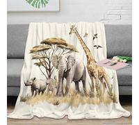 CTJQHVKZ Estampado 3D Safari Animals Manta Microfibra Ropa de Cama Lavable en Lavadora African Wildlife Plaid Anti-Bolitas para Estudiantes Fuera de casa 80×90inch(200x230cm)