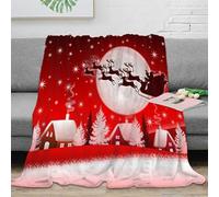 CTJQHVKZ Estampado 3D Santa Claus Flight Manta de Siesta Microfibra Ropa de Cama Ligera Christmas Night Manta de Viaje compacta y Suave Anti-Bolitas para Viajes 70×80inch(180x200cm)