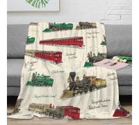 CTJQHVKZ Estampado 3D Vintage Trains Manta para Aire Acondicionado Microfibra Ropa de Cama Suave Classic Railway Manta para Verano Ligera para Regalos para Vacaciones de Verano 60x80inch(150x200cm)