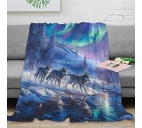 CTJQHVKZ Estampado 3D Wolves Running Manta de salón Microfibra Ropa de Cama Elegante Winter Landscape Plaid de salón Esponjoso para Regalos de Boda 70×80inch(180x200cm)