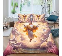 CTJQHVKZ Sábana bajera ajustable de microfibra con estampado 3D de Jesús Ascensión de Jesús, funda de colchón para dormitorio, decoración del hogar, individual, 135 x 200 cm