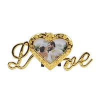 CTOBB El Marco de Fotos Rosa Chapado en Papel de Oro de 24 k Dura para Siempre Rosa con Base de Amor Regalos creativos para la Fiesta de Bodas de los Enamorados Día de San Valentín, Amarillo