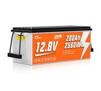 CTOLITY Batería LiFePO4 12V 200Ah, 2560Wh Litio para Camper y Solar | BMS con protección de baja temperatura, Batería Portátil y Ligera para Motor para Curricán,Barco,Off-gird