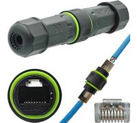 CTRICALVER 1Pcs conector impermeable RJ45, conector de cable Ethernet IP68 para exteriores, conector impermeable de cable de red RJ45 compatible con cable LAN Ethernet CAT6/Cat5e