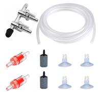 CTRICALVER 2-Way Distribuidor del Divisor de la Bomba de Agua del Control de Flujo de Aire con 3m Tubo de oxígeno, Ventosas, Válvula de Retención, Piedras de Aire