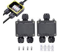 CTRICALVER 2pcs de Cajas de Empalmes Impermeables Cajas | IP68 tipo Y 3 vías impermeable cable conector| M25 presión de Cable 9mm-12mm|Color Negro